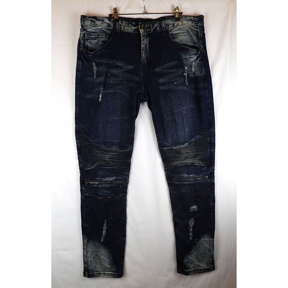 CJ Black Premium Jeans Mens 38x32 Skinny Flex Distressed Zippered Leg Biker - Picture 1 of 15